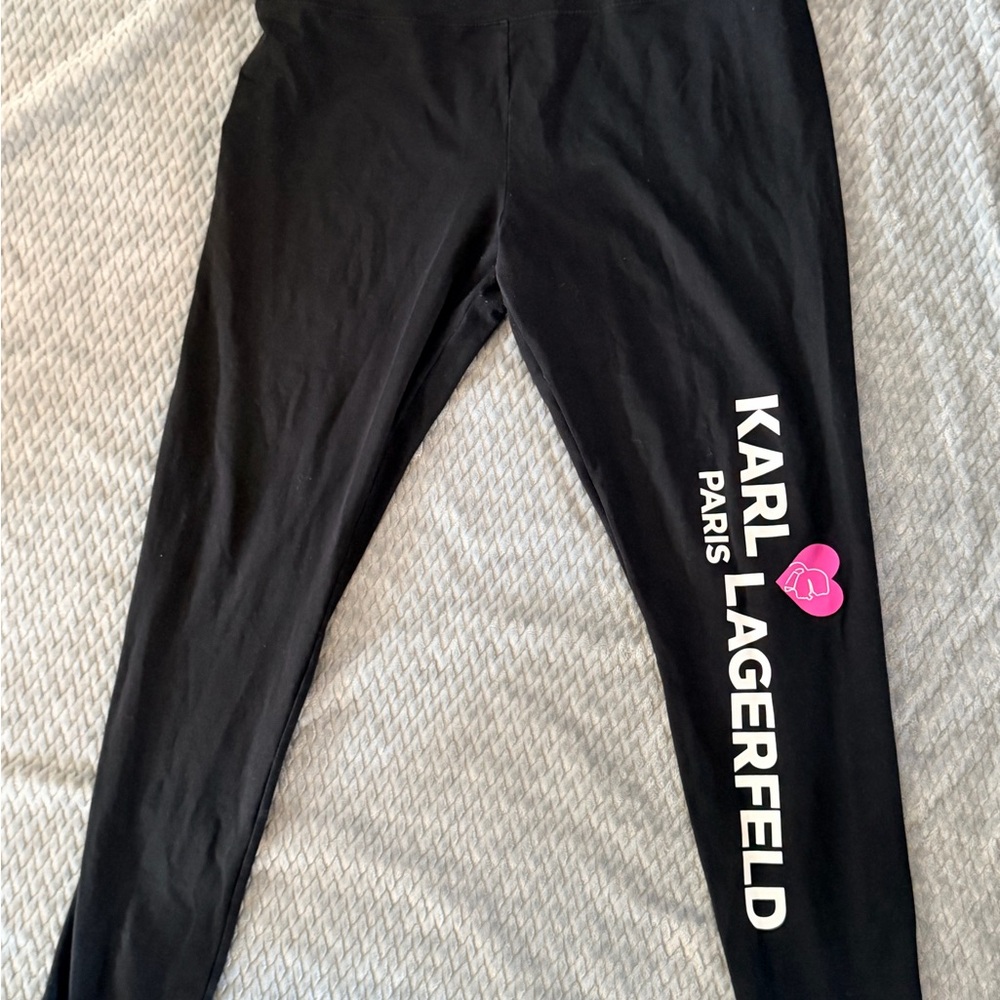 Karl Lagerfeld Black Leggings with Pink Accent